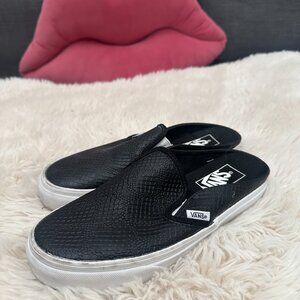 Vans Black Snake-Embossed Mules